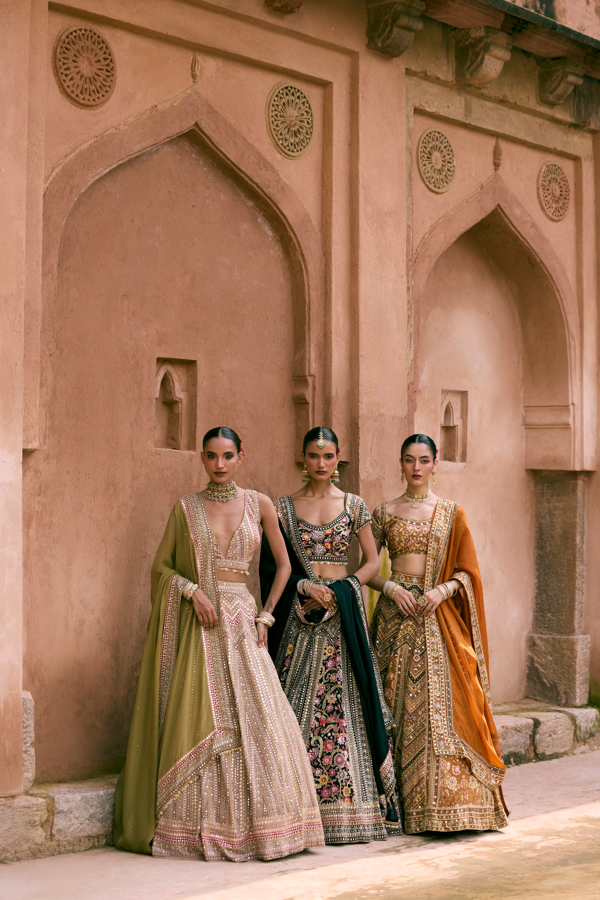 Mustard Crepe Silk Digital Printed Lehenga Set