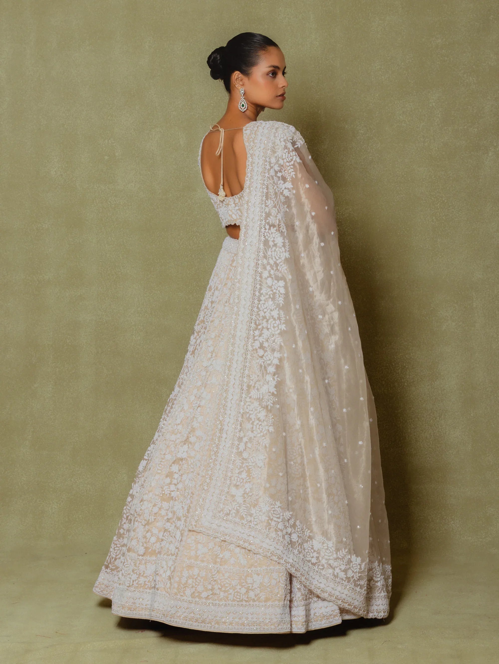 Champagne Tissue Embroidered Lehenga Set - Vedant G