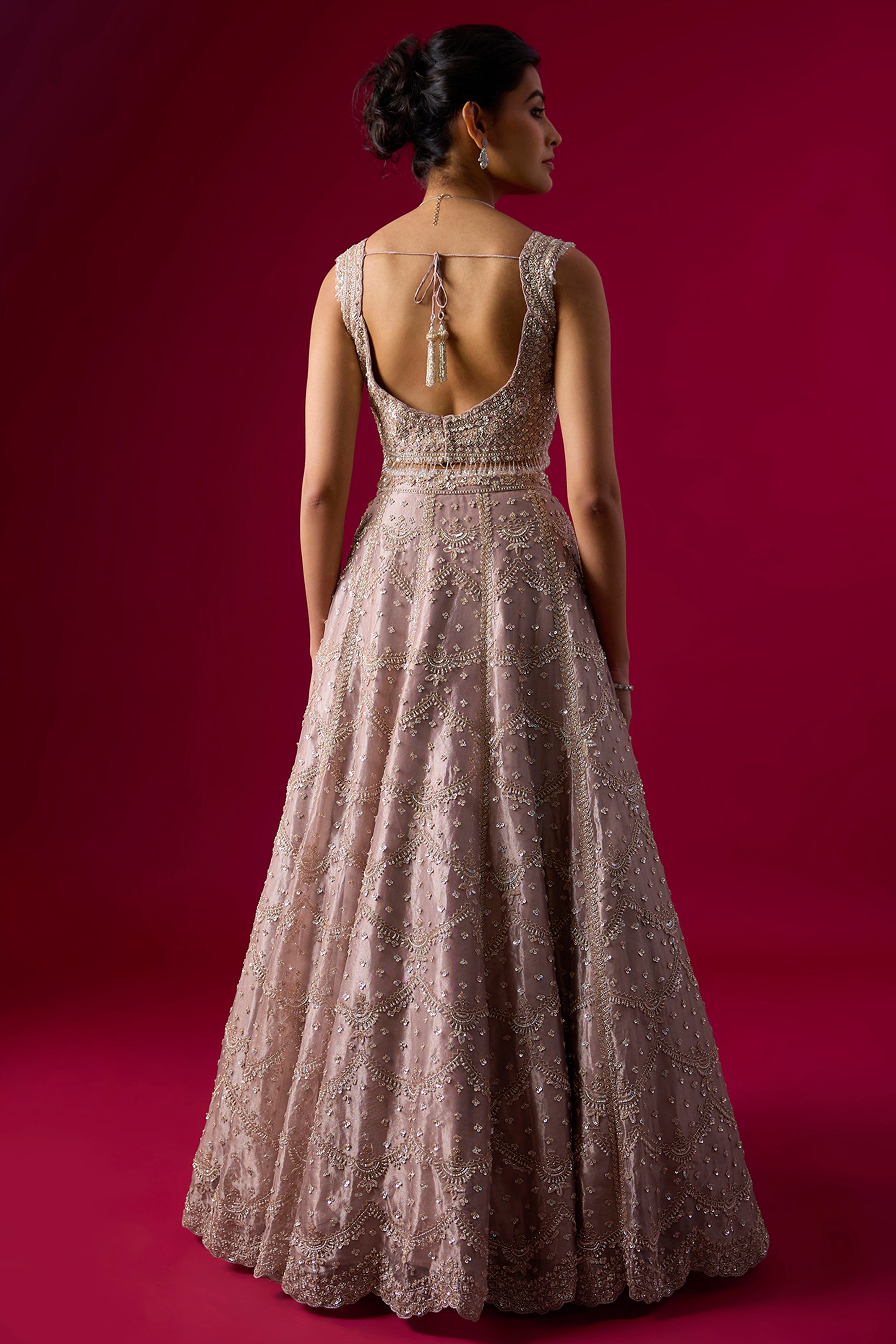 Lavender Tissue Sequins Embroidered Lehenga Set