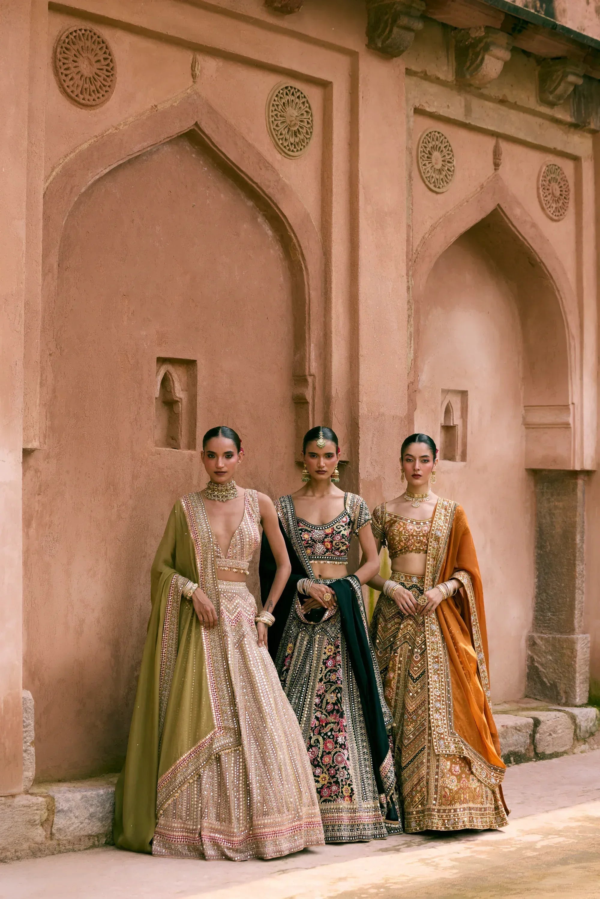 Green Crepe Silk Digital Printed Lehenga Set - Vedant G