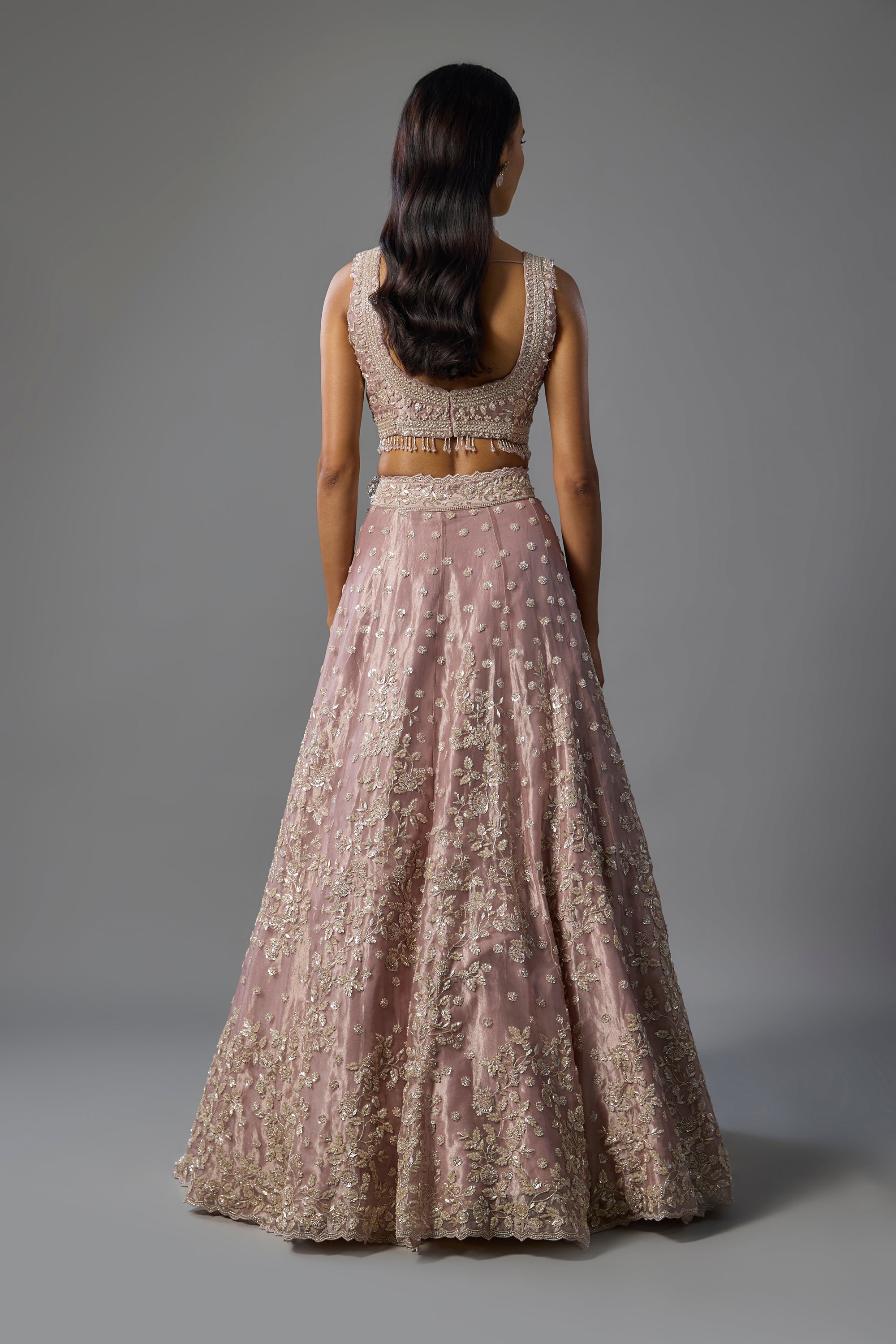 Lavender Tissue Cutdana Embroidered Lehenga Set