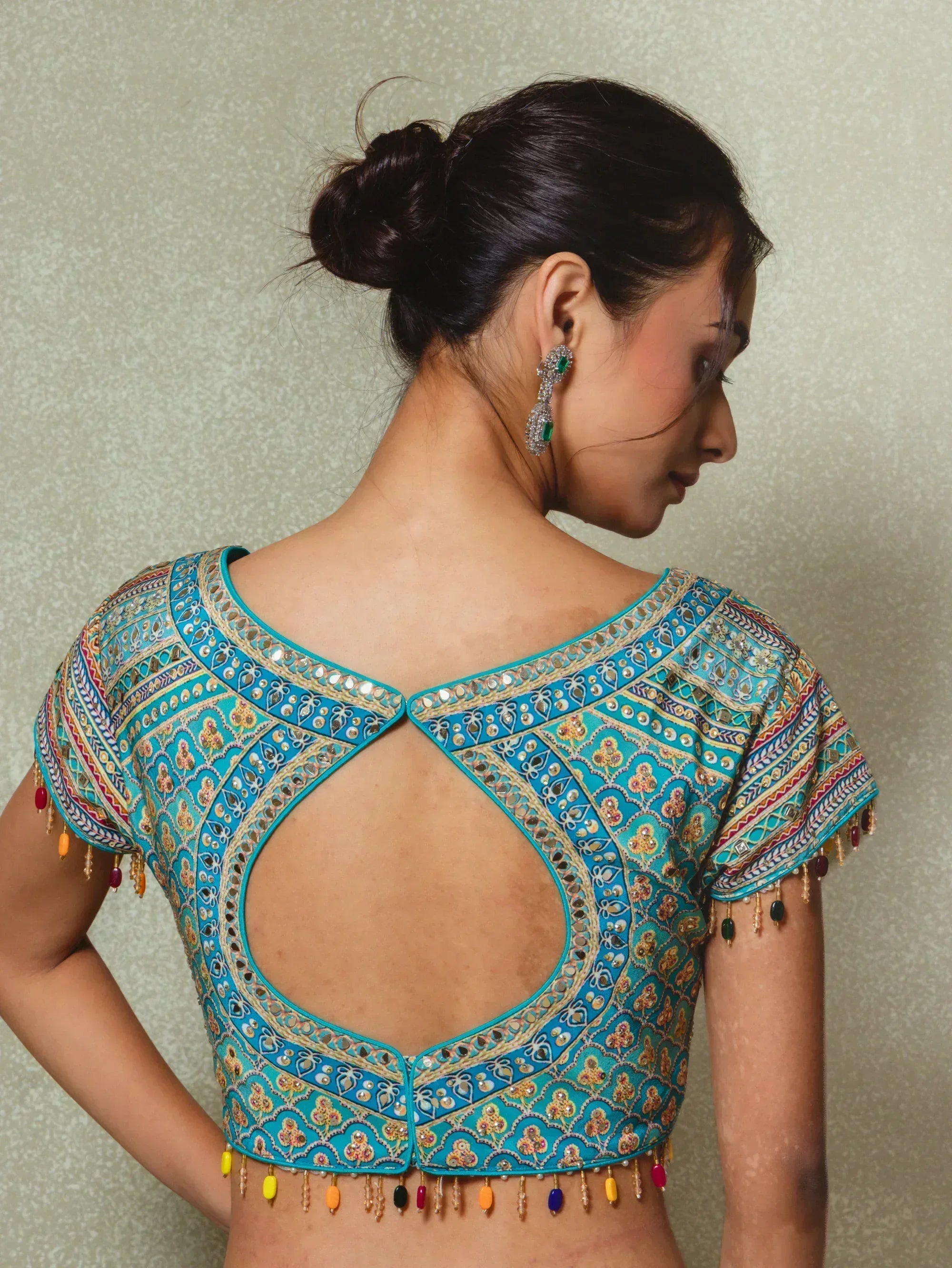 Blue Crepe Silk Digital Printed Lehenga Set - Vedant G