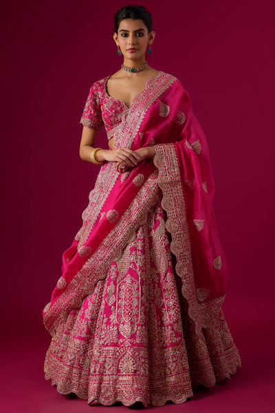 Pink Organza Sequins Embroidered Lehenga Set