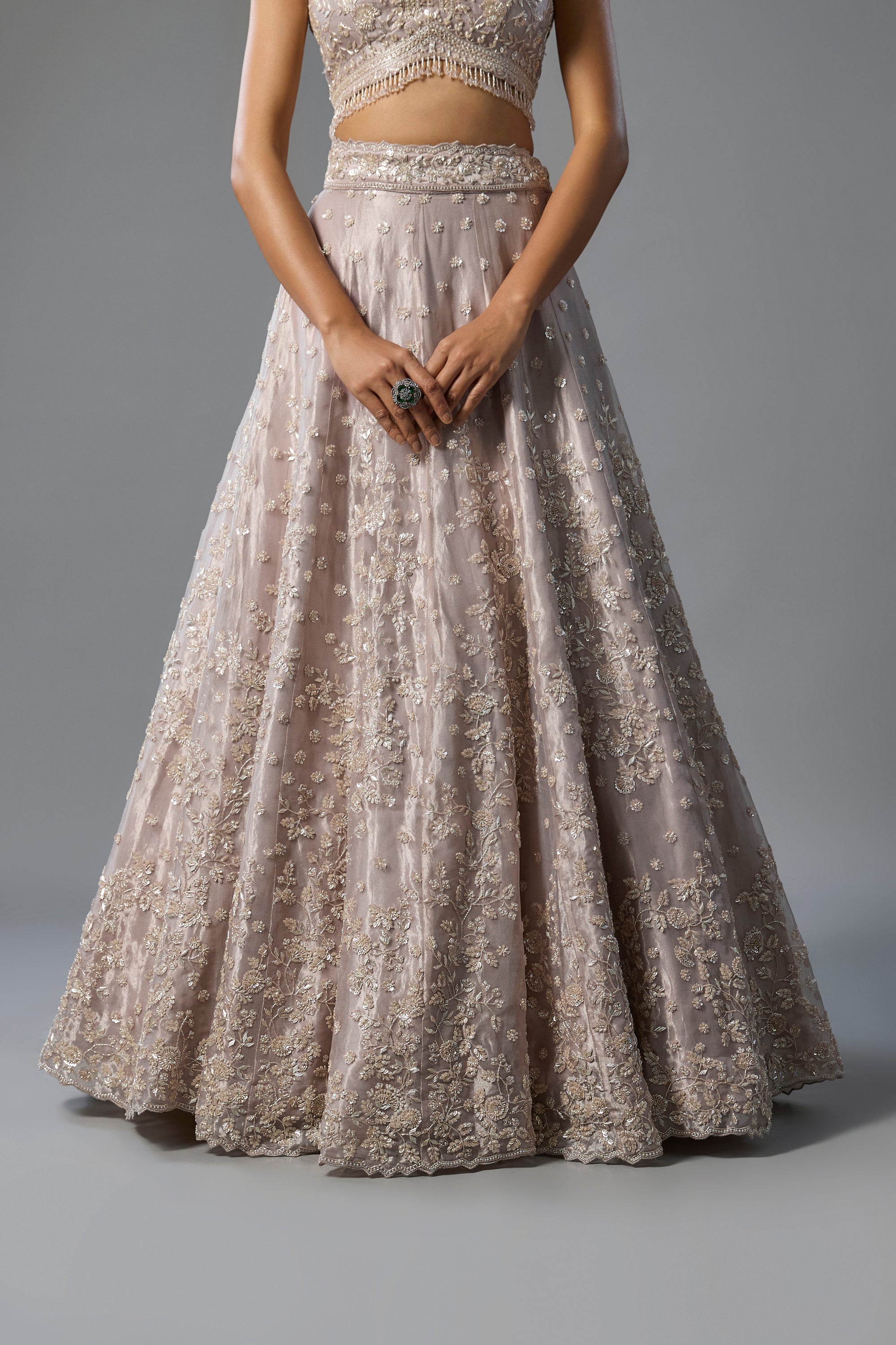 Lilac Tissue Sequins Embroidered Lehenga Set