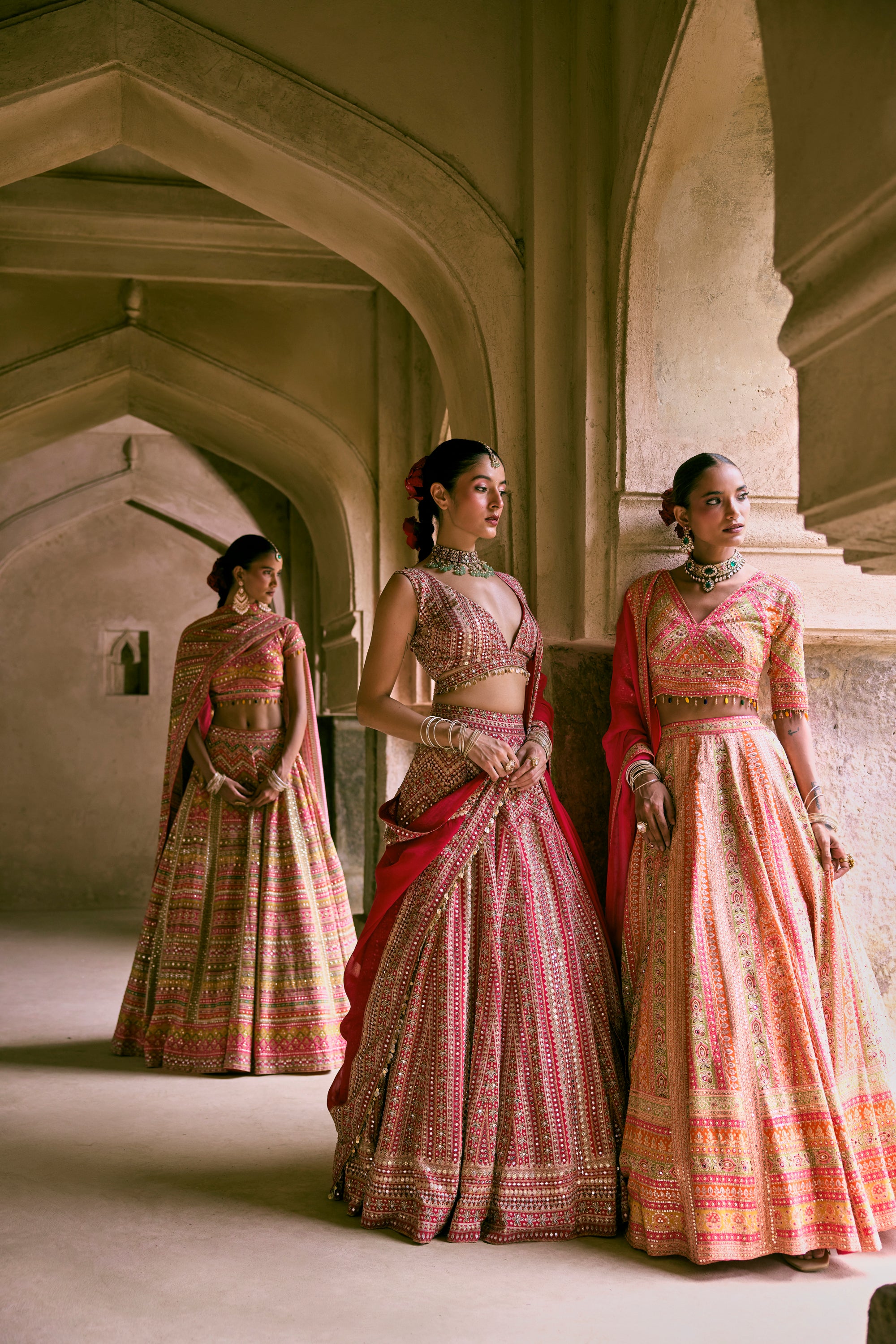 Red Crepe Silk Digital Printed Lehenga Set