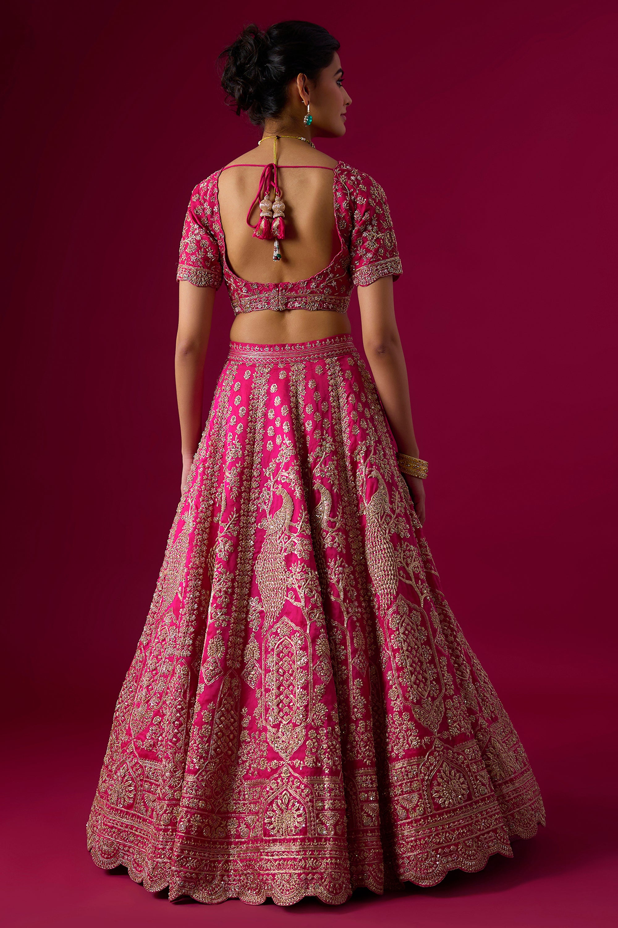 Pink Organza Sequins Embroidered Lehenga Set