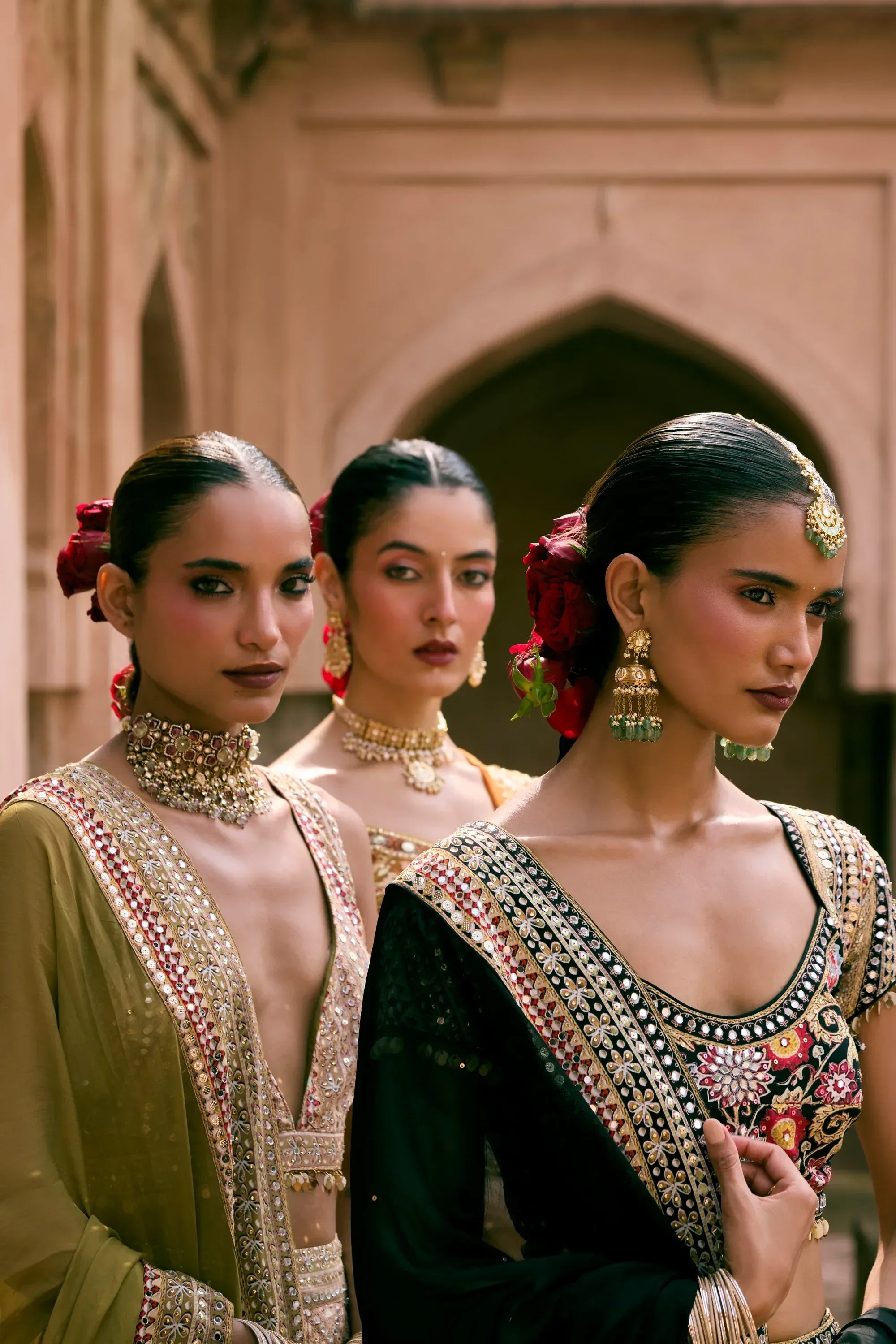 Green Crepe Silk Digital Printed Lehenga Set - Vedant G