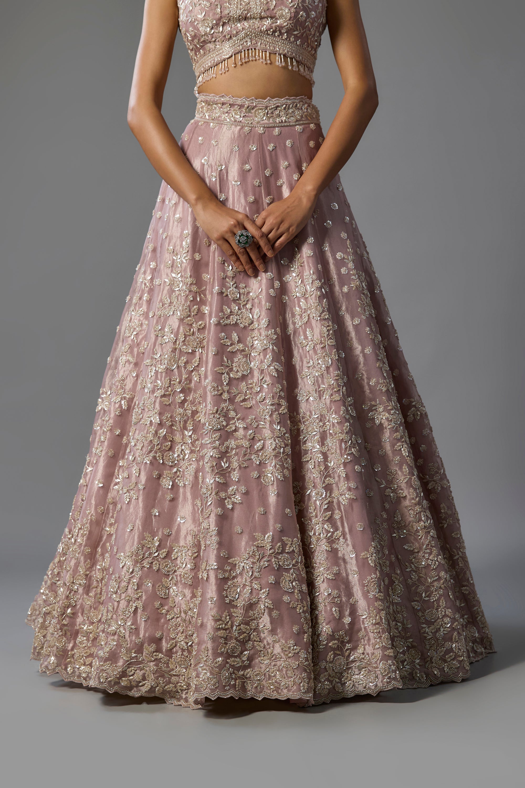 Lavender Tissue Cutdana Embroidered Lehenga Set