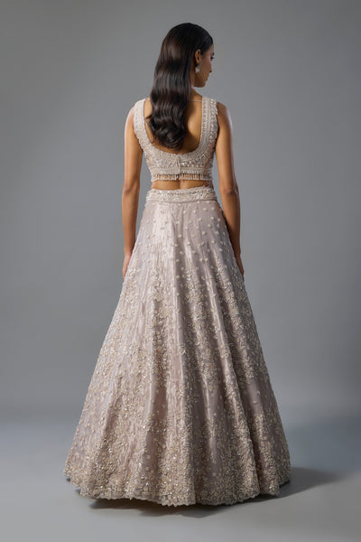 Lilac Tissue Sequins Embroidered Lehenga Set