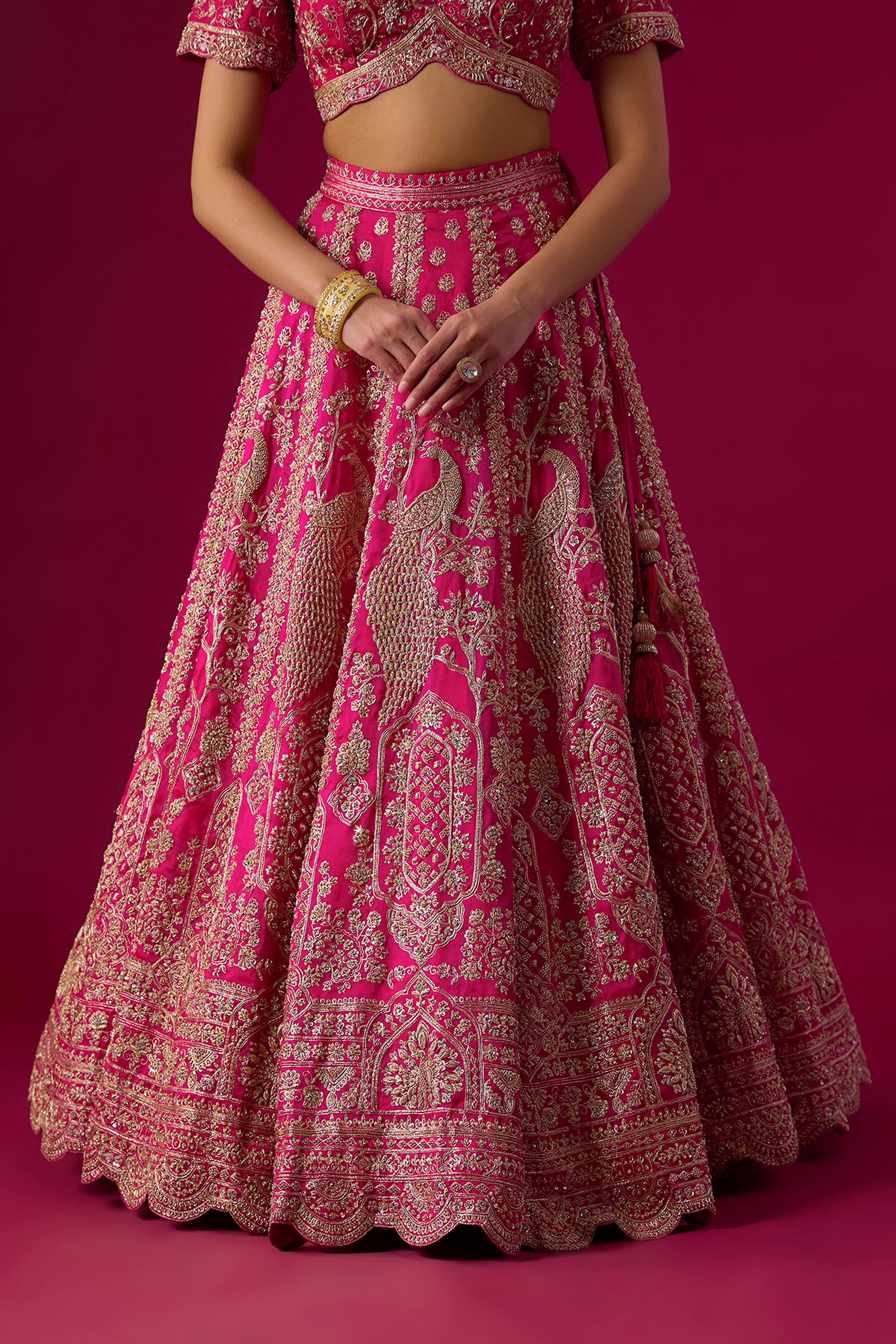 Pink Organza Sequins Embroidered Lehenga Set