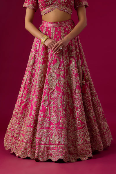 Pink Organza Sequins Embroidered Lehenga Set