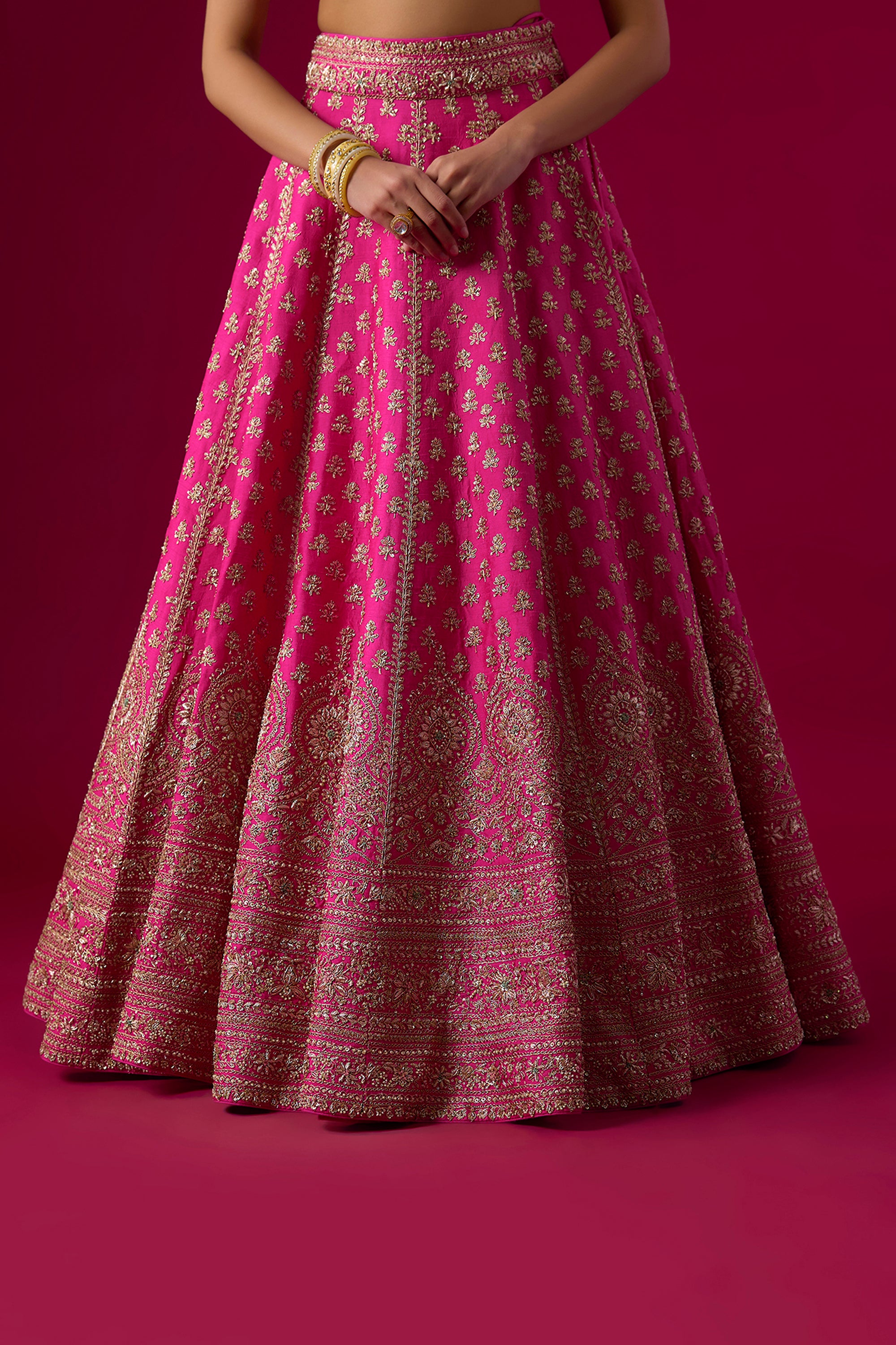 Pink Silk Sequins Embroidered Lehenga Set