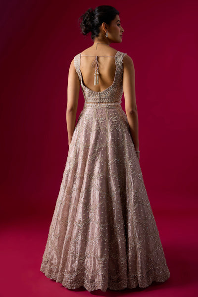 Lavender Tissue Sequins Embroidered Lehenga Set