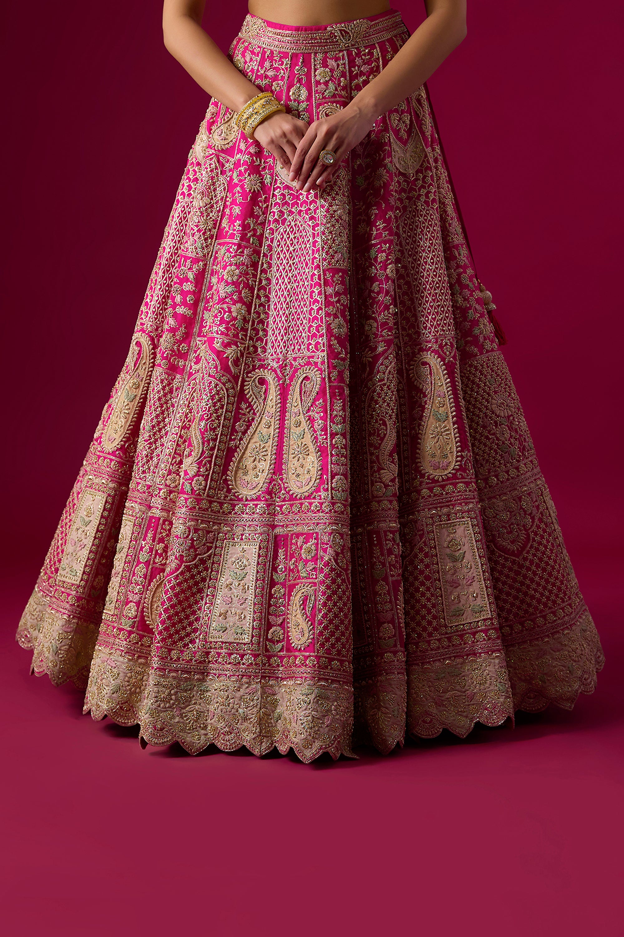 Pink Organza Zari Embroidered Lehenga Set