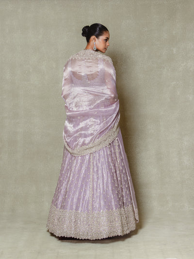 Lilac Tissue Sequins and Cutdana Embroidered Lehenga Set