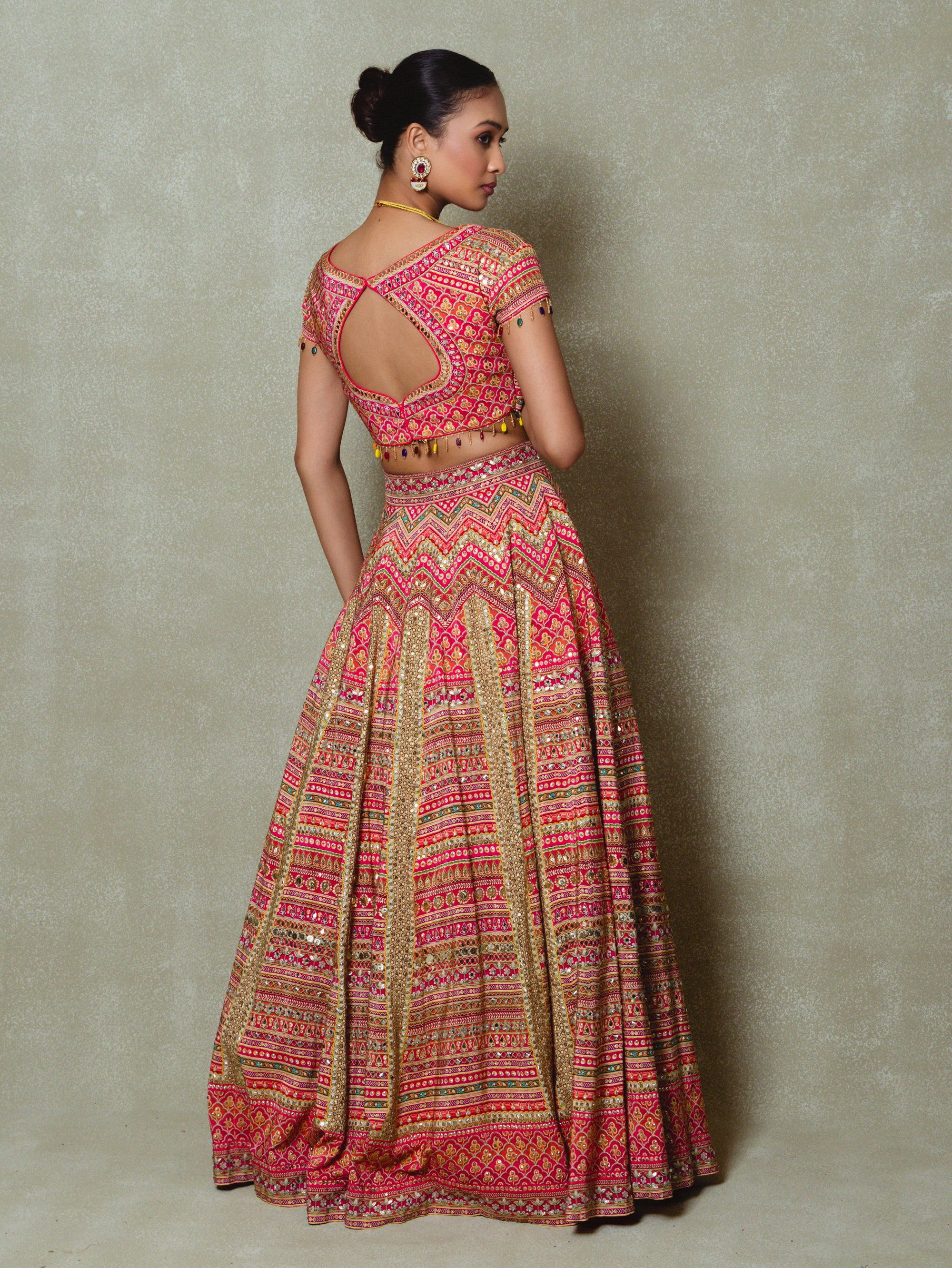 Pink Crepe Silk Digital Printed Lehenga Set
