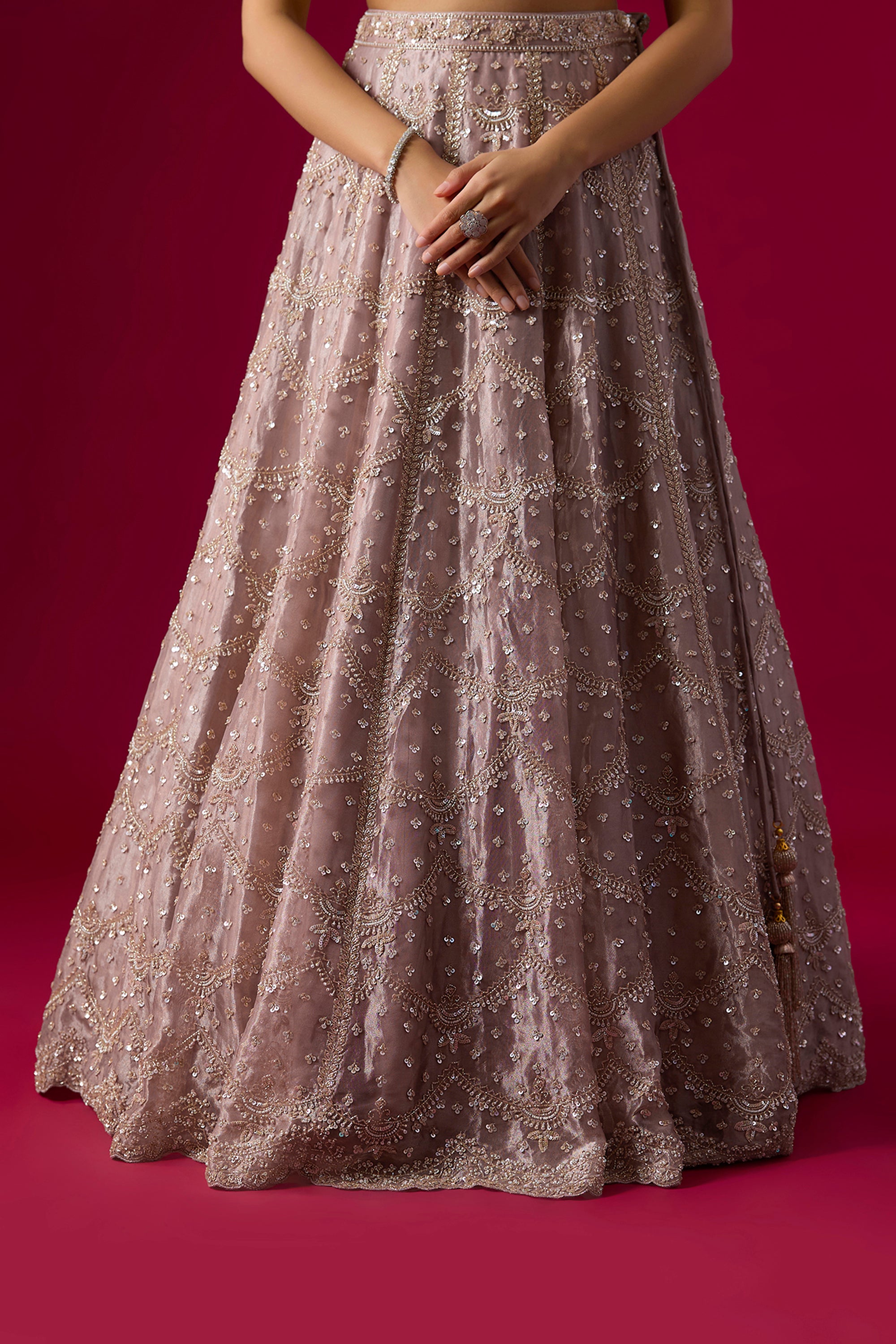 Lavender Tissue Sequins Embroidered Lehenga Set