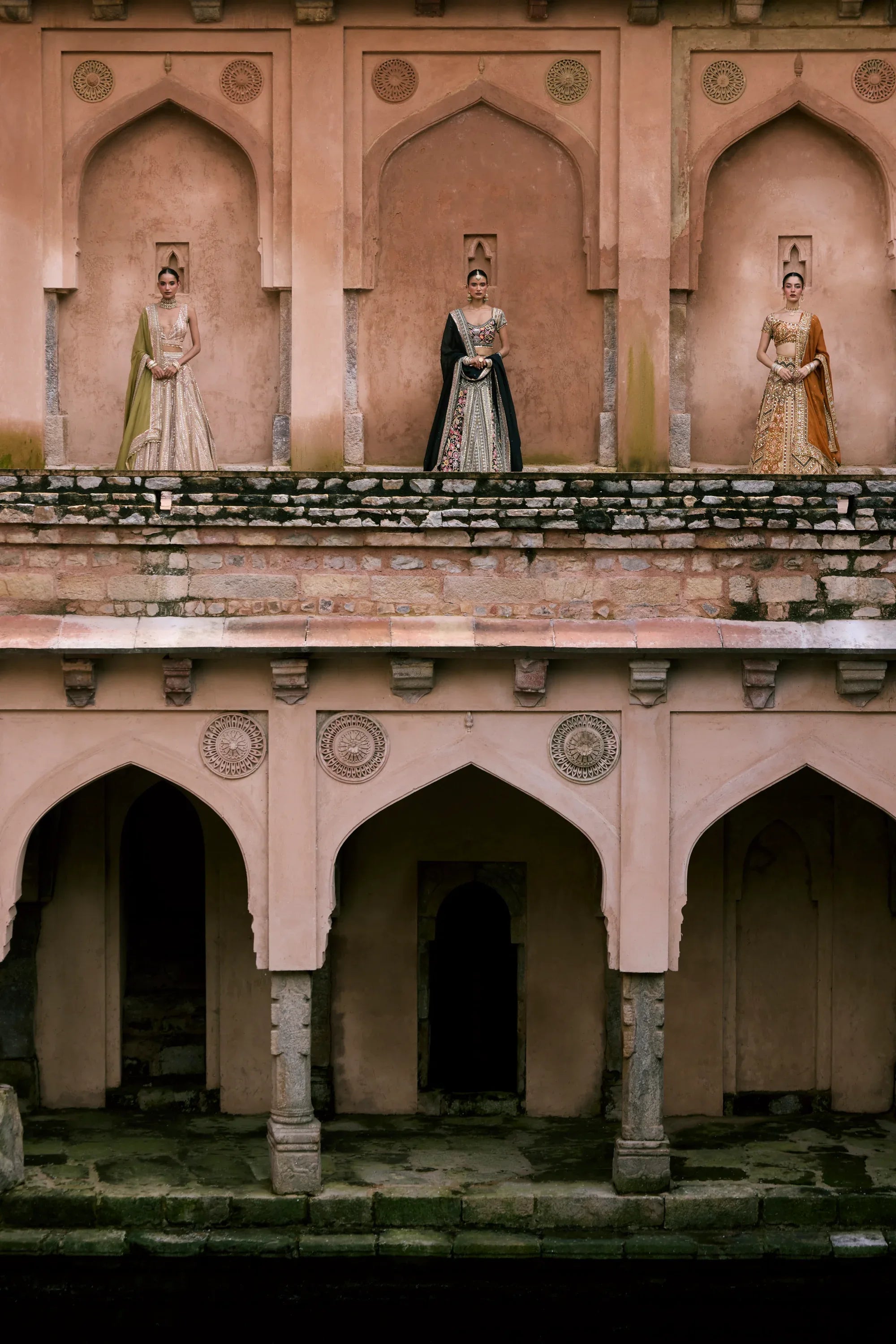 Green Crepe Silk Digital Printed Lehenga Set - Vedant G